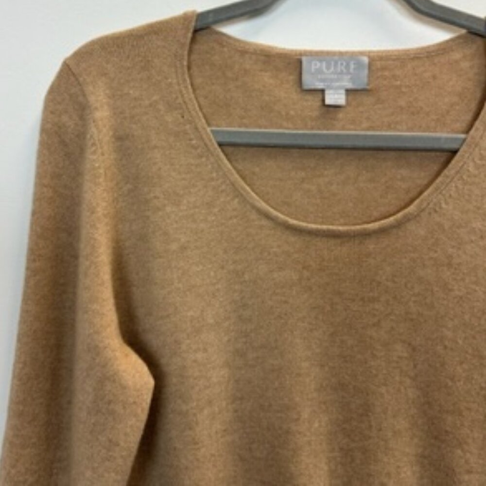 Pure Collection Cashmere Tan Scoop Neck Sweater US8/10